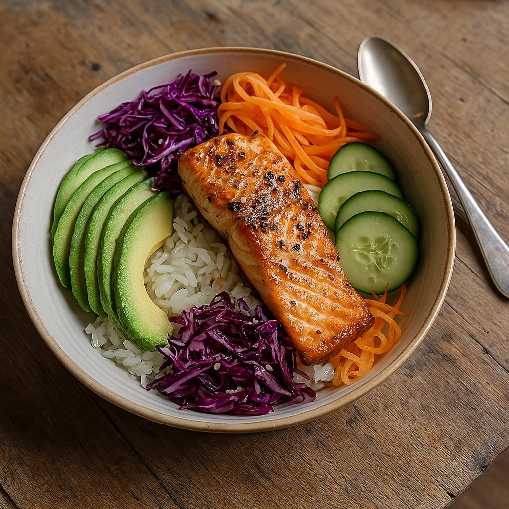 Lachs Bowl mit Reis